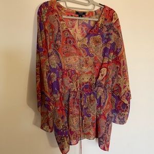 Chaps V-neck wide sleeve drawstring waist size L